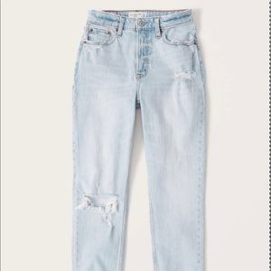 Abercrombie Curve Love High Rise Mom Jeans Ripped Light Wash